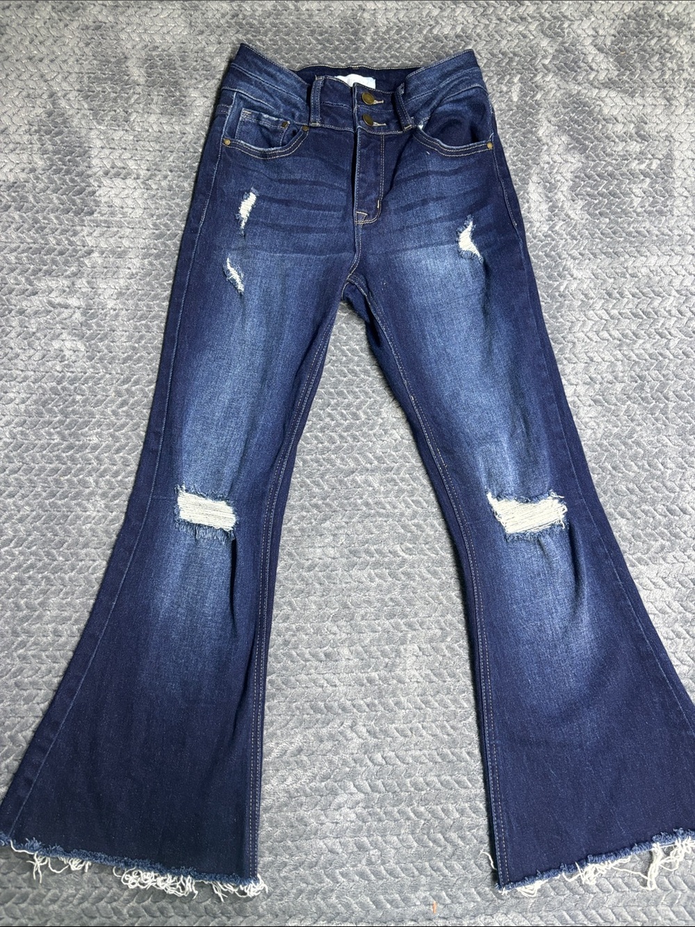 Petra 153 Dark Blue Distressed Flare Jeans